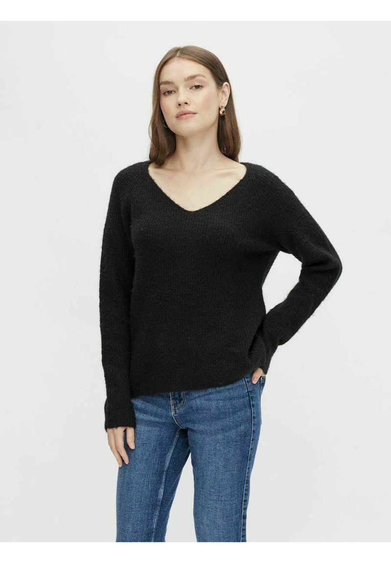 Pieces - PCELLEN LS V-NECK NOOS BC - Maglione - black, Ingrandire