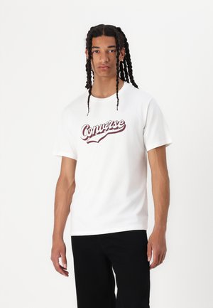 SCRIPT - T-shirt con stampa - white/deep bordeaux