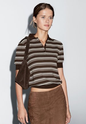 SHORT SLEEVE WITH STRIPED DETAILS - Poloshirt - brown