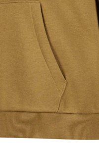 Tissu de sweat à capuche marron avec une poche kangourou, un ourlet côtelé et une texture douce. Fini lisse sans motifs ou accents visibles.