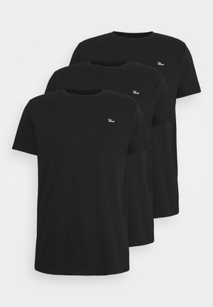 T-shirts en coton noir dans un pack de trois. Manches courtes, design col rond, logo brodé sur le côté supérieur gauche. Texture lisse.