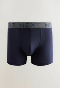 Marinblå kalsonger i material med grå midjeband som har blå "NEXT"-logotyp. Tight design med en mjuk textur och inga synliga mönster.