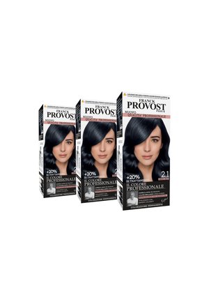 FRANCK PROVOST TINTA CAPELLI COLORE PROFESSIONALE A DOMICILIO VALORIZZA RIFLESSI E BRILLANTEZZA PENNELLO DI PRECISIONE INCLUSO - 3 PACK - Tinte capelli - nero blu