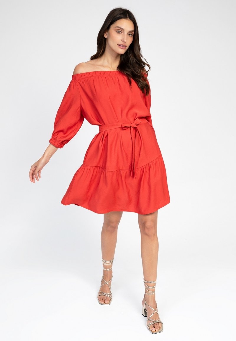 AN'GE WITHE A BARDOT NECKLINE MARYSE - Robe de jour - red