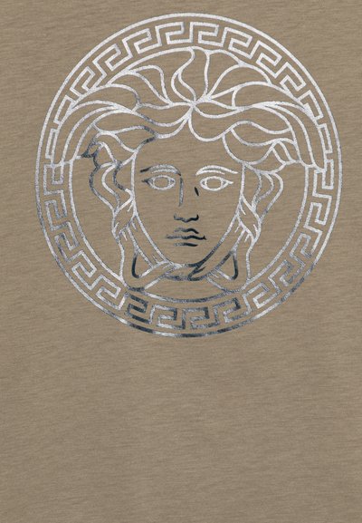 Versace MEDUSA GRECA LAMINA UNISEX - T-shirt imprimé - taupe/navy