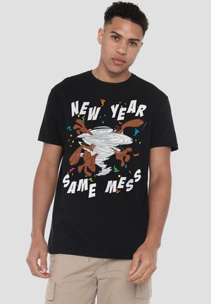 Cotton Soul, LOONEY TUNES NEW YEAR, SAME MESS WITH TAZ - Print T-shirt - black