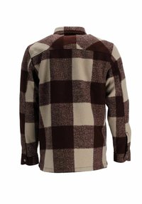 Geg checked flanellen shirt in bruin en crème. Met een kraag, lange mouwen en knopenmanchetten. Zachte textuur met een ontspannen pasvorm.