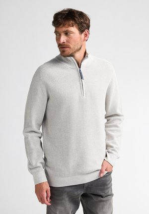 Petrol Industries, MELANGE HALF-ZIP KNIT ROCKFORD - Strickpullover - antique white melee