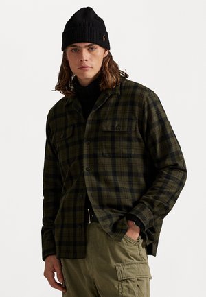 CLASSIC FIT PLAID FLANNEL CAMP SHIRT - Košeľa - olive/black