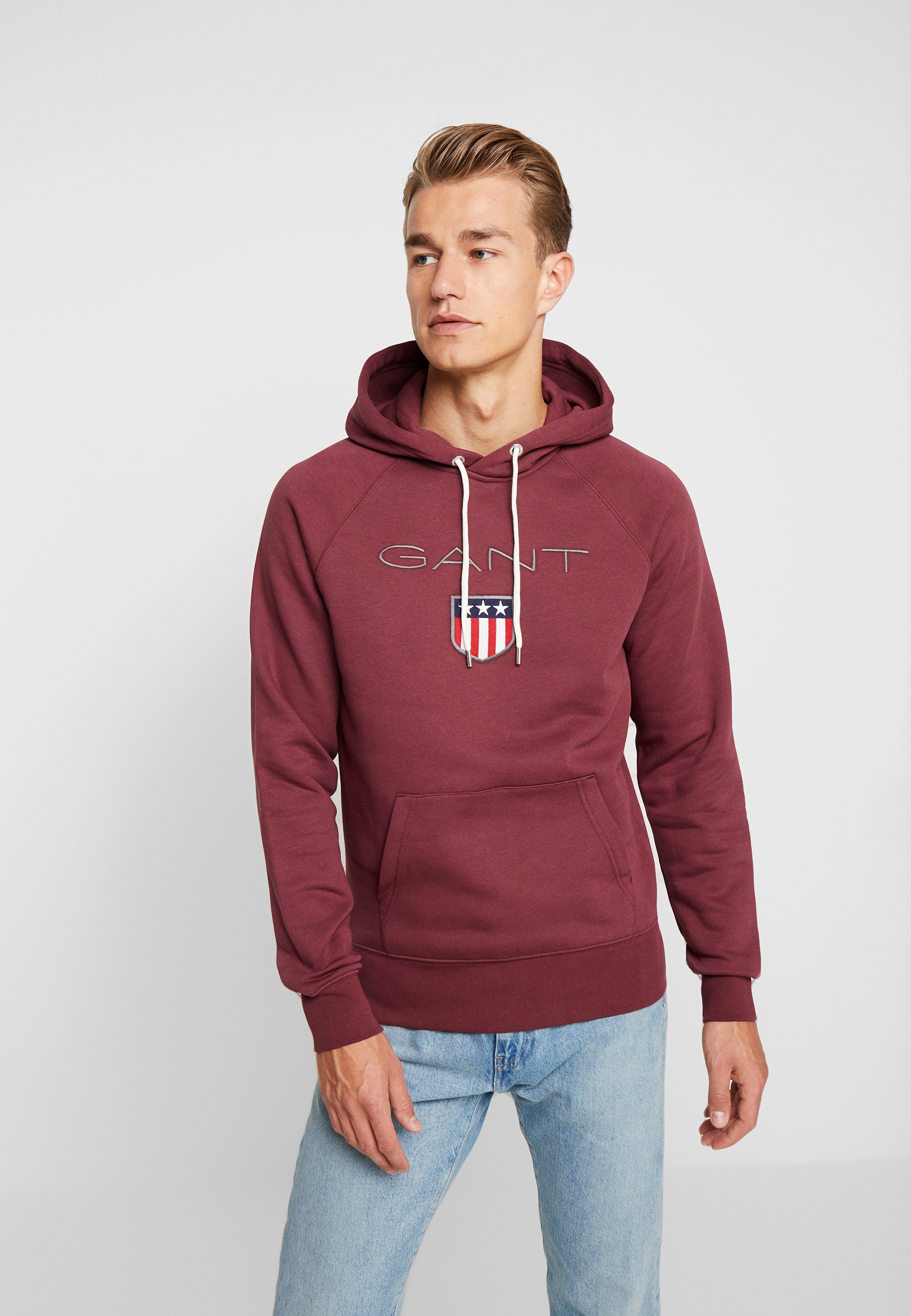 GANT SHIELD HOODIE - Kapuzenpullover - port red/bordeaux