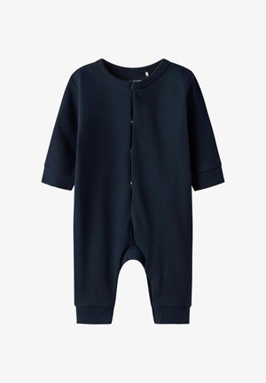 Jūras spēku ribota bērnu kombinezons ar garām piedurknēm, apaļu kakla izgriezumu, priekšējo pogu aizdari un bezkāju dizainu vieglai kustībai.