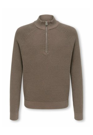 ONLY & SONS junior, KNITTED SHIRT OSJFISCHER PULLOVER - Pullover - dark brown