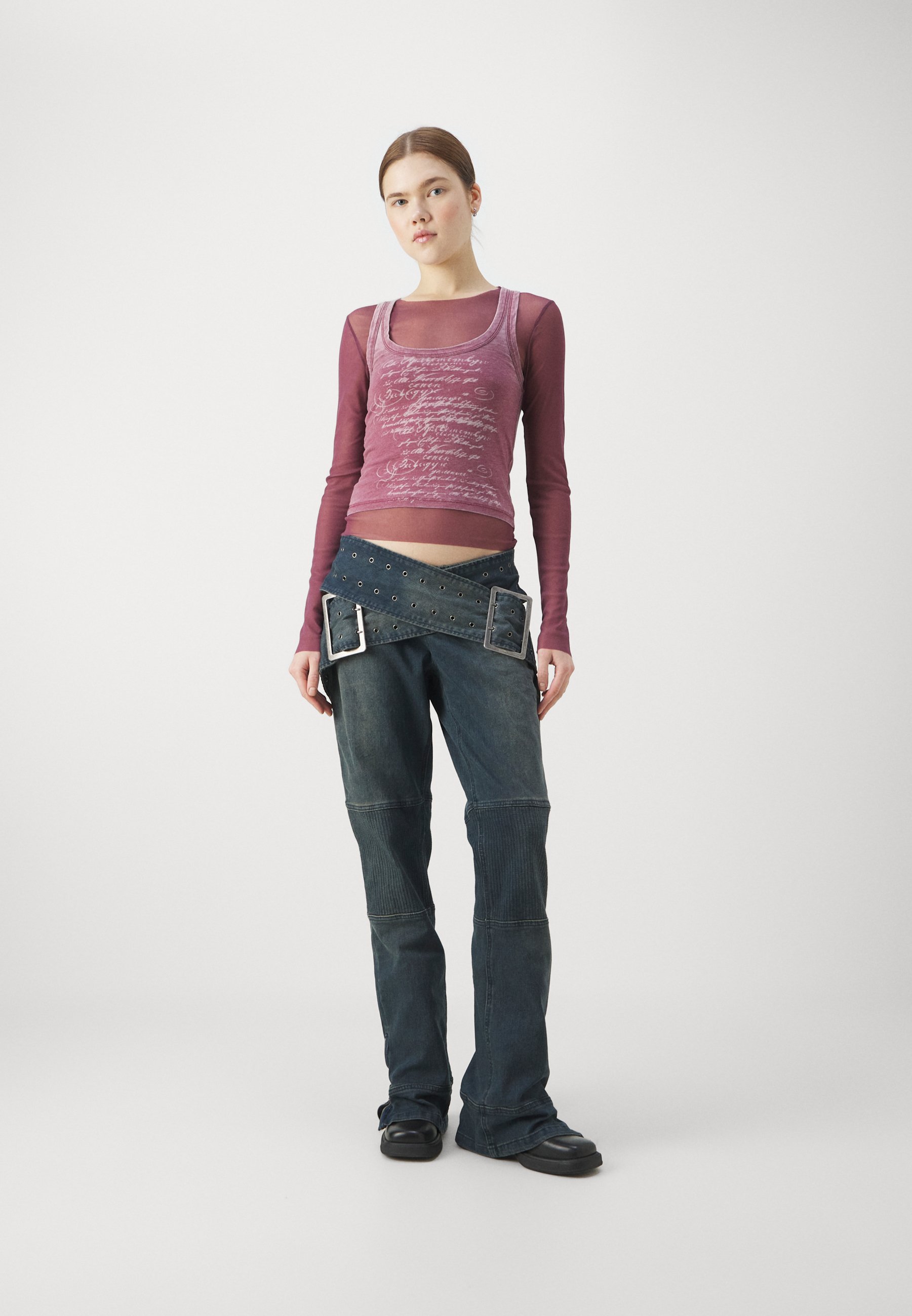 ◆新品◆JADED LONDON　レイヤードロンT Jaded London LAYERED BURNOUT TEE - Long sleeved top - maroon