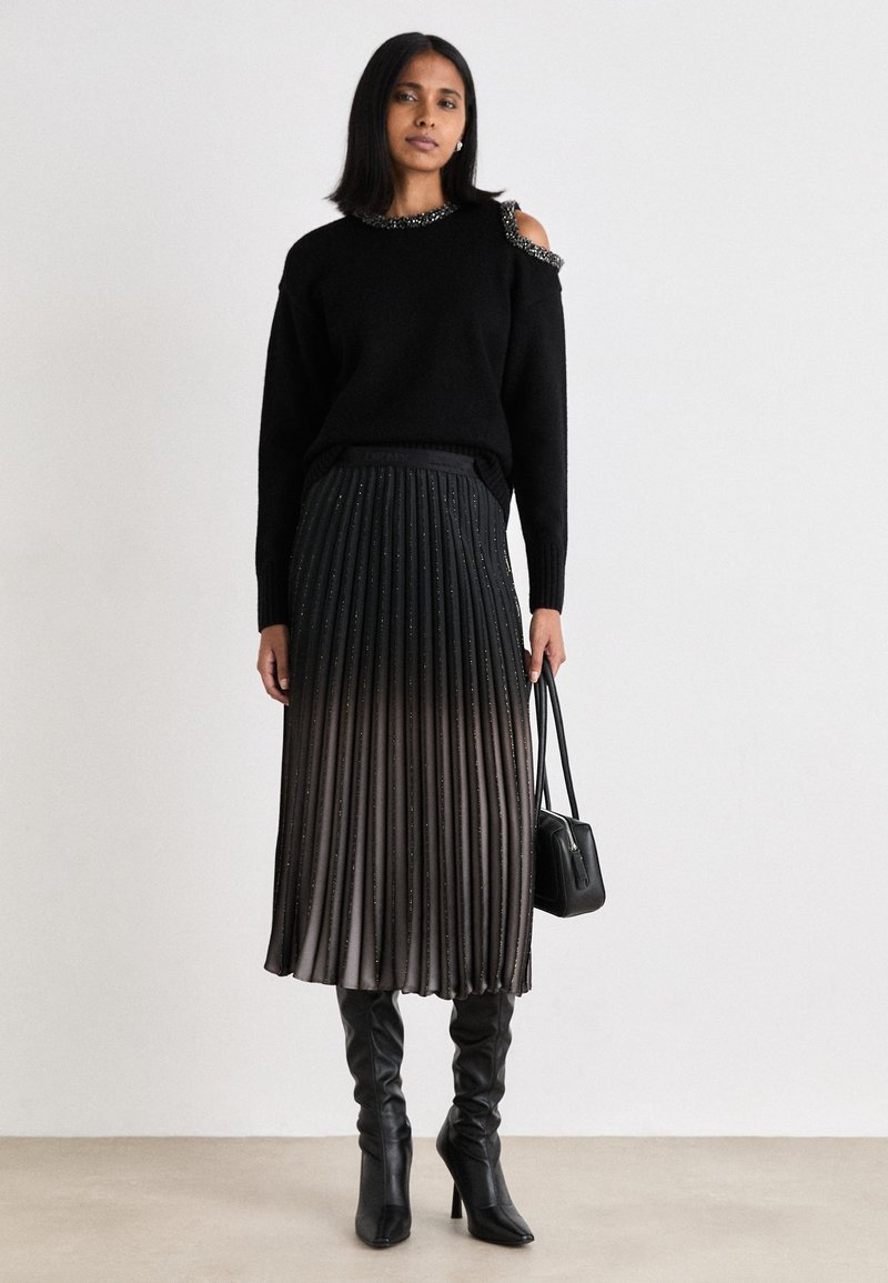 dkny ombre pleated dress DKNY Ombr Belted Pleated-Skirt Long-Sleeve Dress MSRP $159