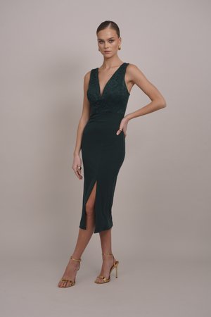 WAL G. V NECK MIDI DRESS - Cocktailkjole - green