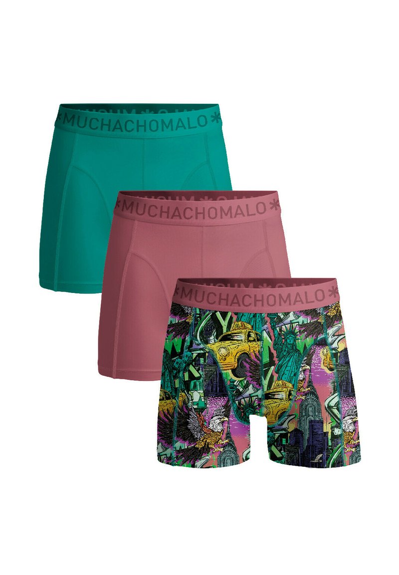 MUCHACHOMALO 3 PACK PRINT SOLID - Boxer alsónadrág - print pink green
