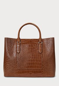 Lauren Ralph Lauren EMBOSSED LEATHER LARGE MARCY SATCHEL - Ručna torba - tobacco