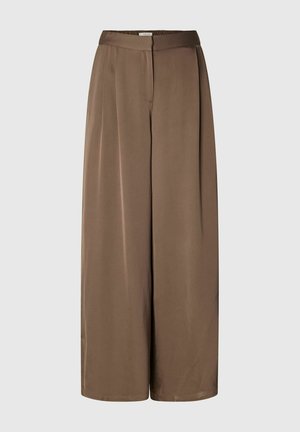 Selected, SLFLEONORE HW WIDE PANT B - Pantalon classique - chocolate chip