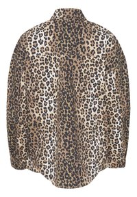 Camicia con stampa leopardata dalla vestibilità rilassata, realizzata in tessuto morbido. Presenta un collo a camicia, maniche lunghe e un orlo non uniforme.