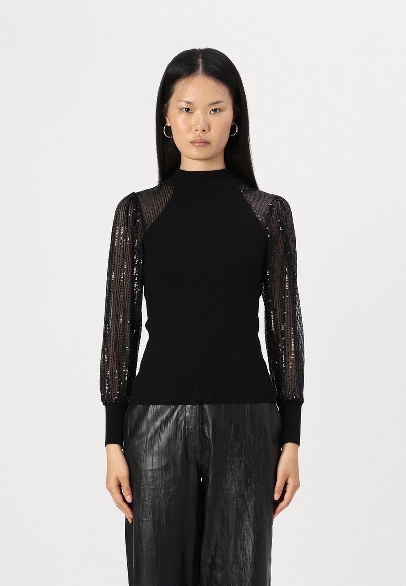 ONLY ONLNAJA SEQUINS HIGH NECK  - Džemper - black