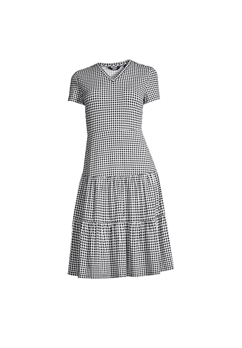 LANDS' END Jersey dress - black white check/black - Zalando