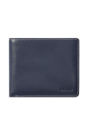 Dark blue leather wallet with white stitching and embossed "PICARD" logo on the bottom right corner, closed against a white background.