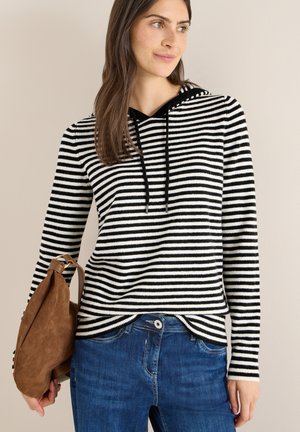 GESTREIFTER PULLOVER - Kapuzenpullover - schwarz