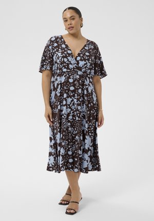 Kaffe Curve, KCNADINE DRESS - Robe de jour - coffee bean blue fog flower