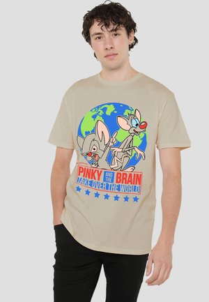 Cotton Soul, PINKY AND THE BRAIN/CAMPAIGN - Print T-shirt - sand