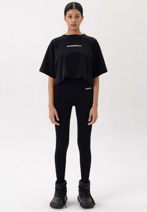 CROP - T-Shirt print - czarny