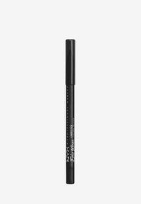 Crayon eyeliner noir avec une finition brillante, doté d'un mécanisme à tournevis et de texte de marque blanche sur le côté.