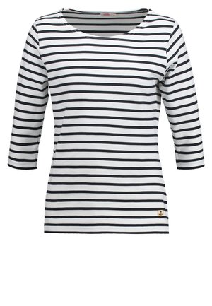 Gestreept wit-zwart langemouwen shirt met een ronde halslijn, van zachte stof, met een klein ankerembleem op de zoom.
