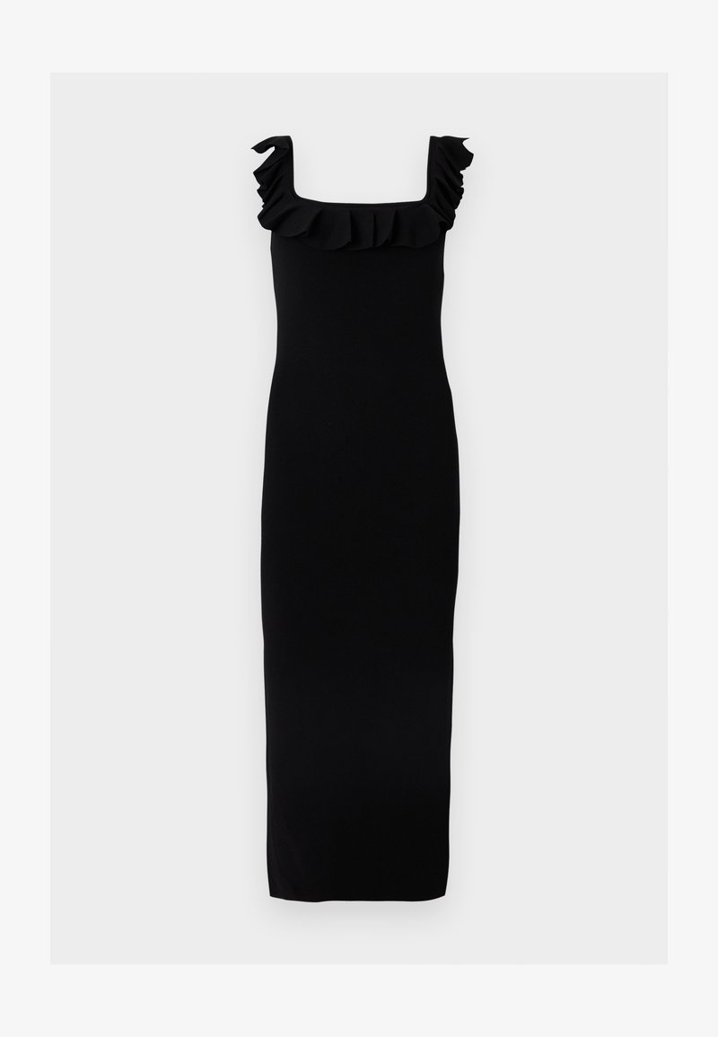 Michael Ruffles MICHAEL Michael Kors RUFFLE MIDI DRESS - Vestido de dia - black/preto ...