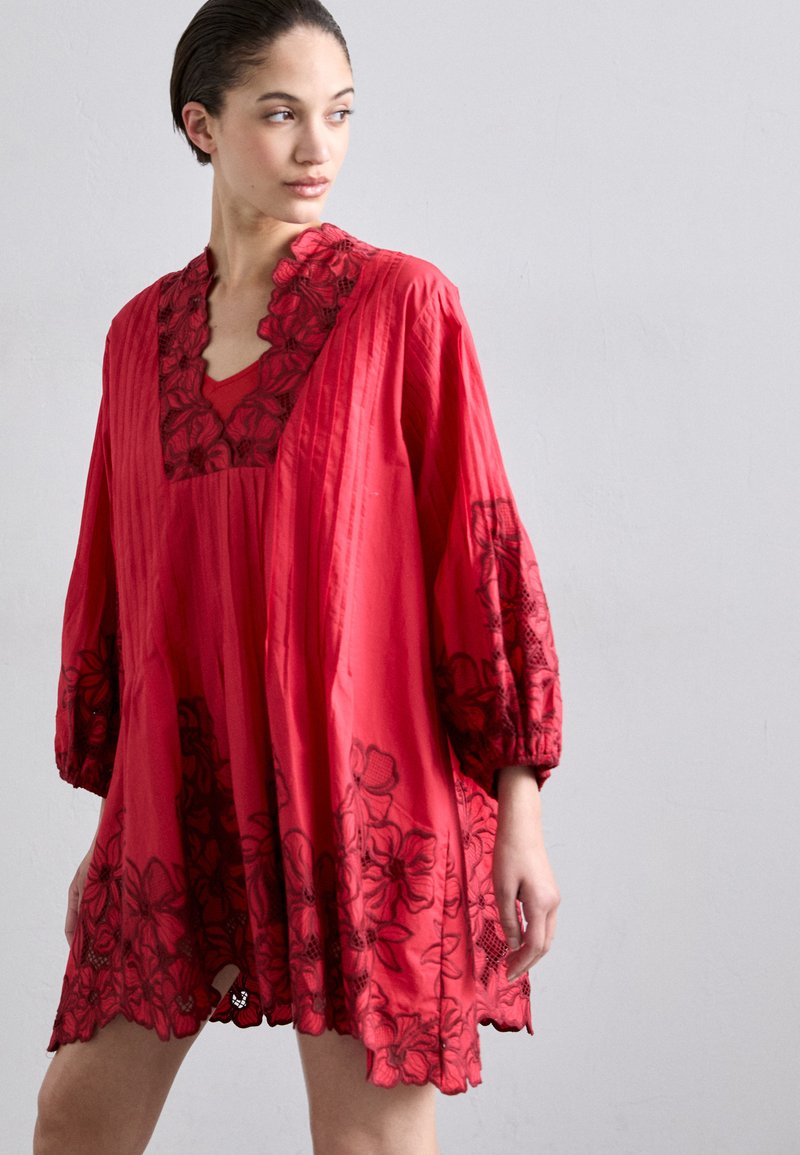 knee length dresses for ladies Sandro "Romie" Bordeaux Lace Cocktail Dress, S  Second Serve Resale