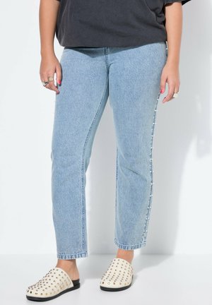 5-POCKET DECORATIVE BEADS - Mom-jeans - light blue