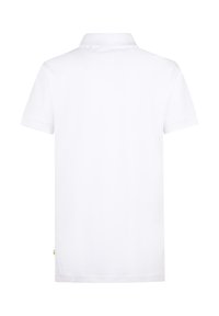 T-shirt polo blanc avec un col classique, des manches courtes et une ourlet droit. Fabriqué en tissu lisse, sans motifs ni accents visibles.