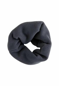 Fleece pandebånd i mørkegrå, med løkket design. Blød tekstur med en glat finish og uden synlige mønstre eller hardwaredetaljer.