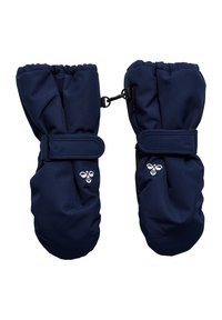 Mörkblå vintervantar med elastiska muddarna, justerbara remmar och en logodetalj. Har ett jämnt, strukturerat yttertyg.