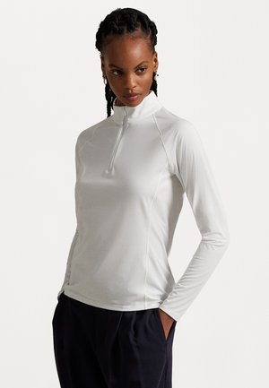 STRETCH-JERSEY QUARTER-ZIP - Camiseta de manga larga - ceramic white