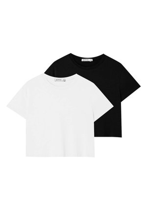 Stradivarius 2 PACK - Basic T-shirt - black/white