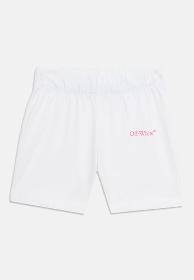 Άσπρες βερμούδες με ελαστική μέση και μικρό ροζ λογότυπο «Off-White» στο δεξί μηρό.