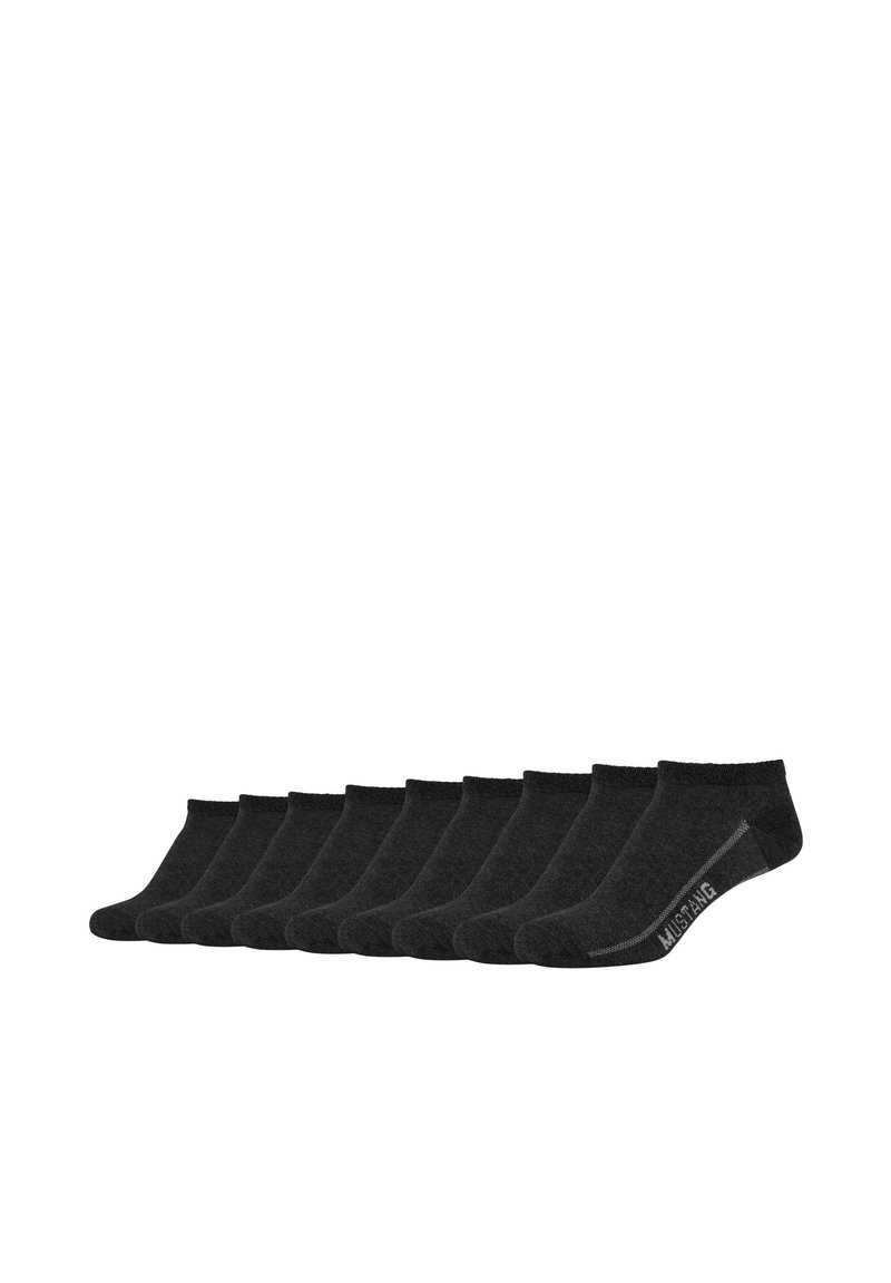 Czarne skarpetki do kostek w paczce dziesięciu, wykonane z miękkiego materiału, z prążkowanym wykończeniem na górze i subtelnym logo z boku.
