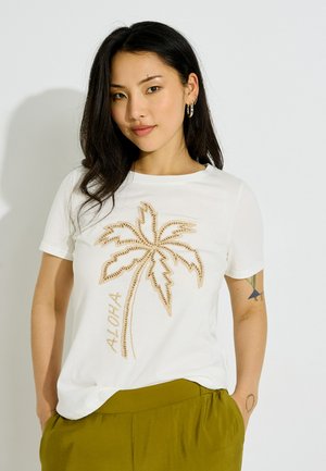 Grain de Malice, T-SHIRT COL ROND BRODERIE PALMIER - T-shirt imprimé - blanc