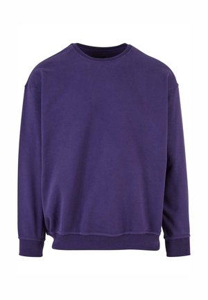Lilla sweatshirt lavet af blødt stof, med rund hals og lange ærmer med ribstrikkede manchetter og kant. Simpel, uudsmykket design.