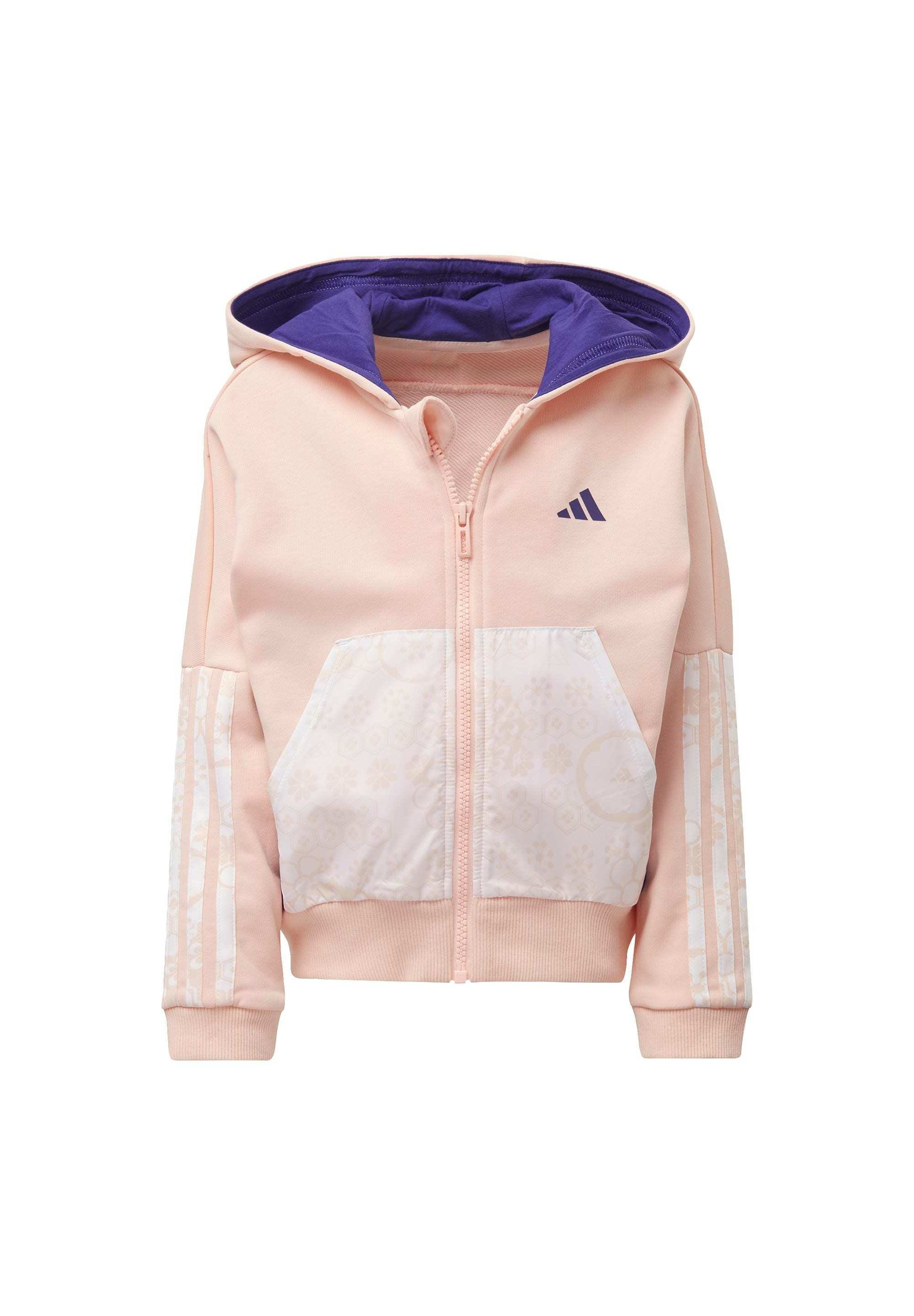 adidas Performance FRENCH TERRY KNIT HOODIE Zip up hoodie Adidas jacket black pink stripes sz med whood