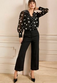 Love & Roses PETITE  - LONG SLEEVE - Blūze - black white