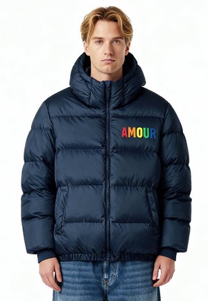 AMOUR EMBROIDERY UNISEX PUFFER  - Veste d'hiver - dark blue
