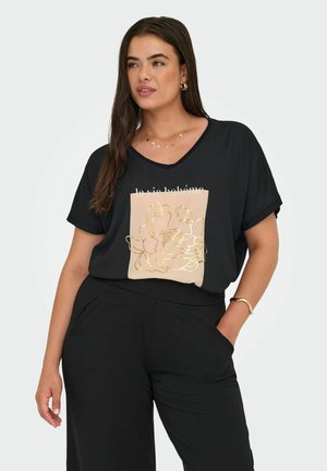 CARKETTY LIFE V NECK MIX - Tricou cu imprimeu - black