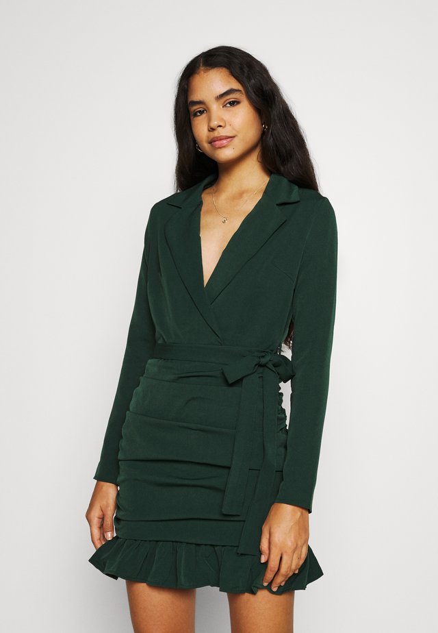 RUCHED FRILL HEM - Freizeitkleid - dark green
