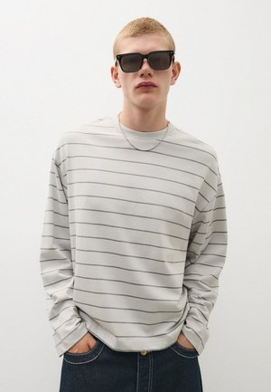 Bershka LONG SLEEVE STRIPE PRINT - T-SHIRT - Langarmshirt - light grey